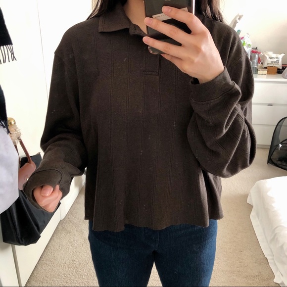 Urban Outfitters Tops - Collared ribbed long sleeve top